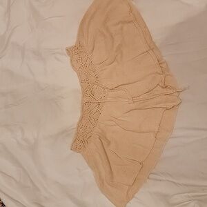 NWT Free People Lily Fauxchet Sweater Crochet Shorts in Large. Natural